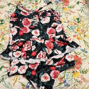 Womens 2x Tankini Set 2x Roses NWOT